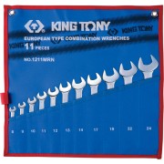 Набор комбинированных ключей, 8-24 мм, чехол из теторона, 11 предметов KING TONY 1211MRN (Код: 1211MRN)